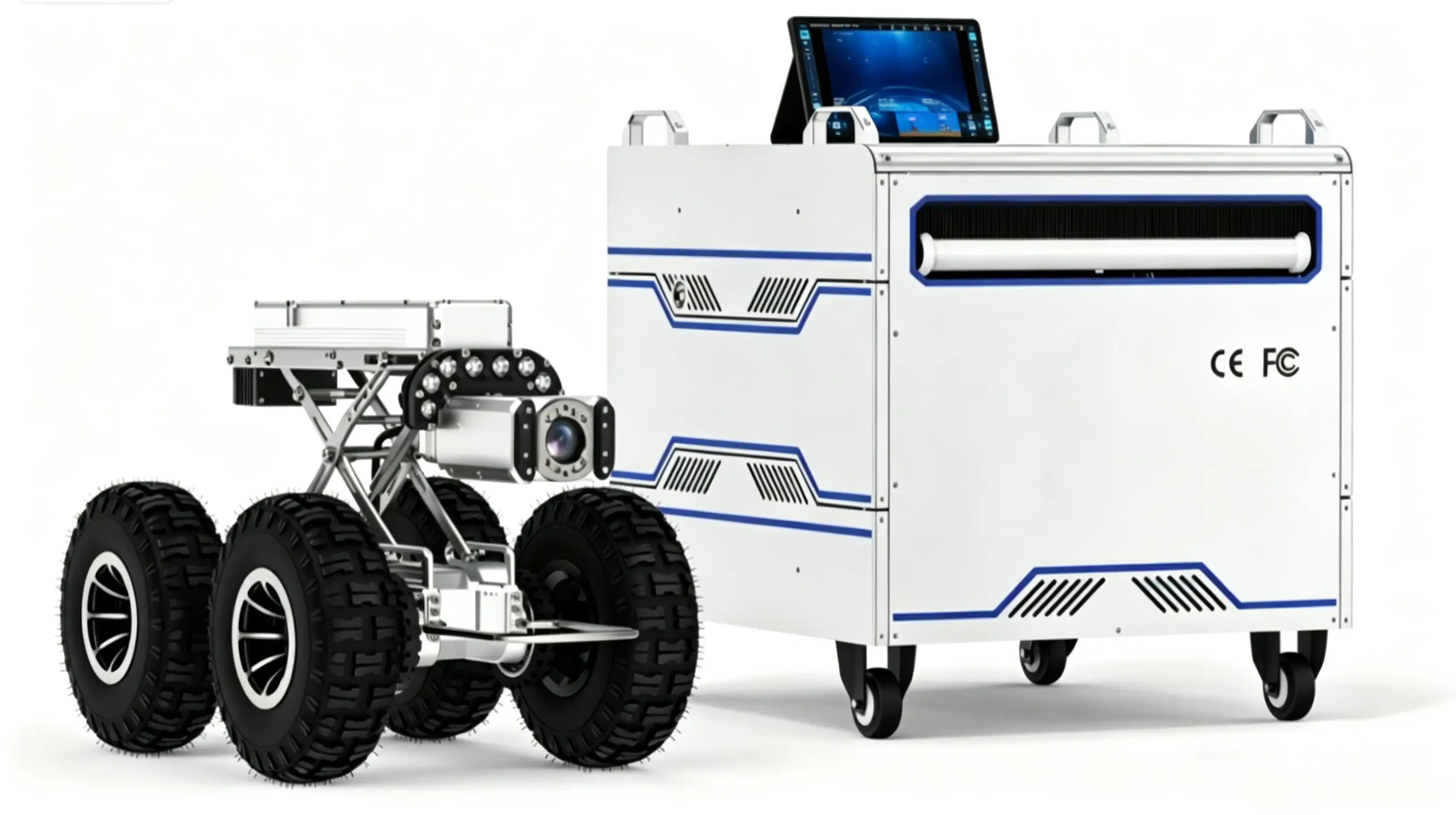 R-D5-HT500 crawler with cable reel and control station
