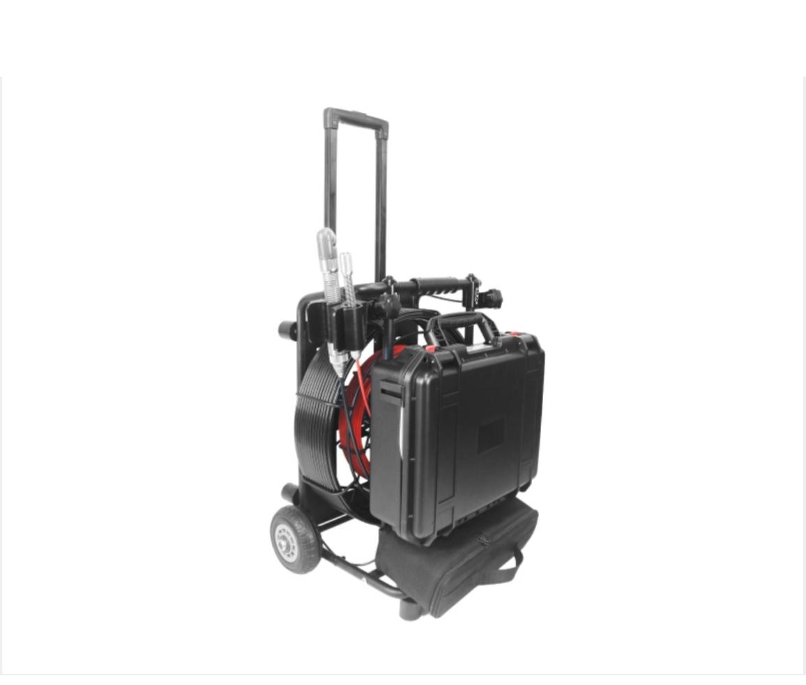 Vicam V13-DR33/23SL front view with monitor case and dual cable reel